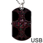 Fractal Red Cross On Black Background Dog Tag USB Flash (One Side) Front