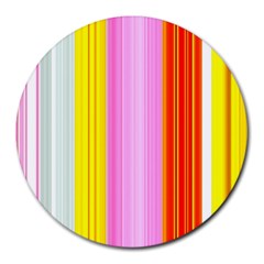 Multi Colored Bright Stripes Striped Background Wallpaper Round Mousepads by Amaryn4rt