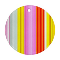 Multi Colored Bright Stripes Striped Background Wallpaper Ornament (round) by Amaryn4rt