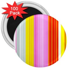 Multi Colored Bright Stripes Striped Background Wallpaper 3  Magnets (100 Pack) by Amaryn4rt