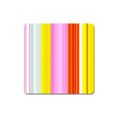 Multi Colored Bright Stripes Striped Background Wallpaper Square Magnet by Amaryn4rt