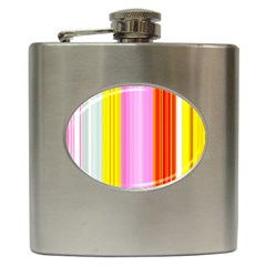 Multi Colored Bright Stripes Striped Background Wallpaper Hip Flask (6 Oz) by Amaryn4rt