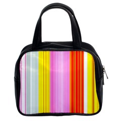 Multi Colored Bright Stripes Striped Background Wallpaper Classic Handbags (2 Sides) by Amaryn4rt