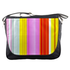 Multi Colored Bright Stripes Striped Background Wallpaper Messenger Bags