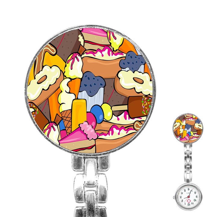 Sweet Stuff Digitally Created Sweet Food Wallpaper Stainless Steel Nurses Watch