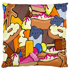 Sweet Stuff Digitally Created Sweet Food Wallpaper Large Flano Cushion Case (one Side) by Amaryn4rt