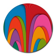 Modern Abstract Colorful Stripes Wallpaper Background Round Mousepads by Amaryn4rt