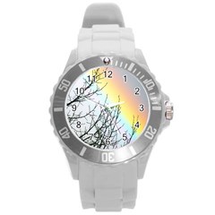 Rainbow Sky Spectrum Rainbow Colors Round Plastic Sport Watch (L)