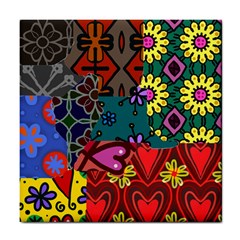 Digitally Created Abstract Patchwork Collage Pattern Tile Coasters by Amaryn4rt