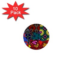 Digitally Created Abstract Patchwork Collage Pattern 1  Mini Buttons (10 Pack)  by Amaryn4rt