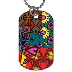 Digitally Created Abstract Patchwork Collage Pattern Dog Tag (one Side) by Amaryn4rt