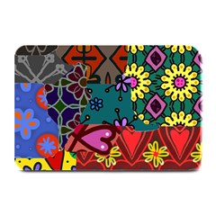 Digitally Created Abstract Patchwork Collage Pattern Plate Mats by Amaryn4rt