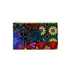 Digitally Created Abstract Patchwork Collage Pattern Cosmetic Bag (xs) by Amaryn4rt