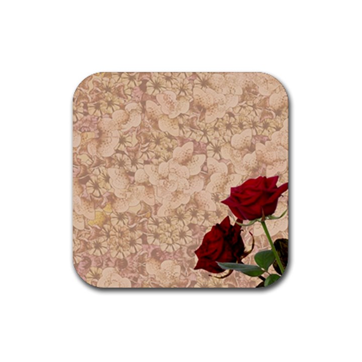 Retro Background Scrapbooking Paper Rubber Coaster (Square) 