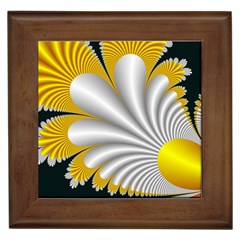 Fractal Gold Palm Tree On Black Background Framed Tiles by Amaryn4rt