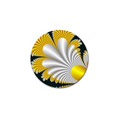 Fractal Gold Palm Tree On Black Background Golf Ball Marker by Amaryn4rt