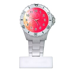 Abstract Red And Gold Ink Blot Gradient Plastic Nurses Watch by Amaryn4rt