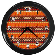 Abstract Lines Seamless Art  Pattern Wall Clocks (black) by Amaryn4rt