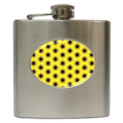 Yellow Fractal In Kaleidoscope Hip Flask (6 Oz) by Amaryn4rt