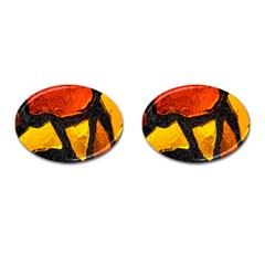 Colorful Glass Mosaic Art And Abstract Wall Background Cufflinks (oval)