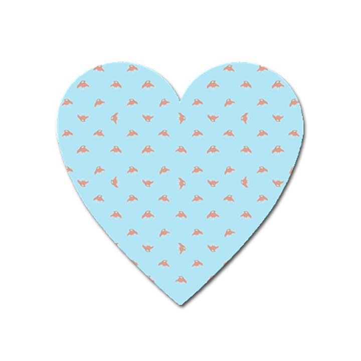 Spaceship Cartoon Pattern Drawing Heart Magnet