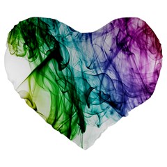 Colour Smoke Rainbow Color Design Large 19  Premium Flano Heart Shape Cushions by Amaryn4rt