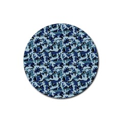 Navy Camouflage Rubber Round Coaster (4 Pack)  by sifis