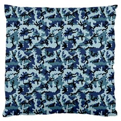 Navy Camouflage Large Flano Cushion Case (two Sides) by sifis