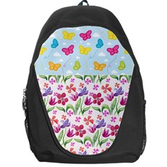 Watercolor Flowers And Butterflies Pattern Backpack Bag by TastefulDesigns