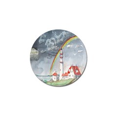 Watercolour Lighthouse Rainbow Golf Ball Marker by Amaryn4rt