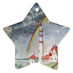 Watercolour Lighthouse Rainbow Star Ornament (two Sides) by Amaryn4rt