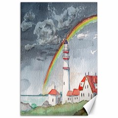 Watercolour Lighthouse Rainbow Canvas 20  X 30   by Amaryn4rt