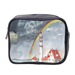 Watercolour Lighthouse Rainbow Mini Toiletries Bag 2-side by Amaryn4rt