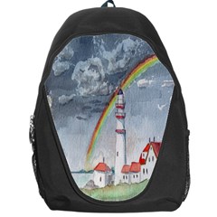 Watercolour Lighthouse Rainbow Backpack Bag by Amaryn4rt