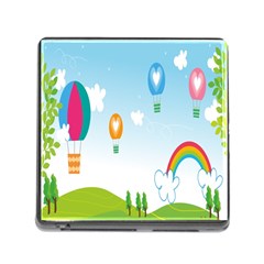 Landscape Sky Rainbow Garden Memory Card Reader (square)