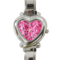 An Unusual Background Photo Of Black Swirls On Pink And Magenta Heart Italian Charm Watch by Amaryn4rt
