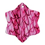 An Unusual Background Photo Of Black Swirls On Pink And Magenta Snowflake Ornament (Two Sides) Front