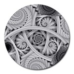 Fractal Wallpaper Black N White Chaos Round Mousepads Front