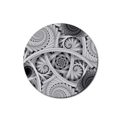 Fractal Wallpaper Black N White Chaos Rubber Round Coaster (4 Pack)  by Amaryn4rt