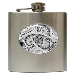 Fractal Wallpaper Black N White Chaos Hip Flask (6 oz)