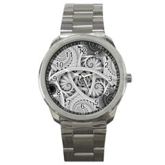 Fractal Wallpaper Black N White Chaos Sport Metal Watch