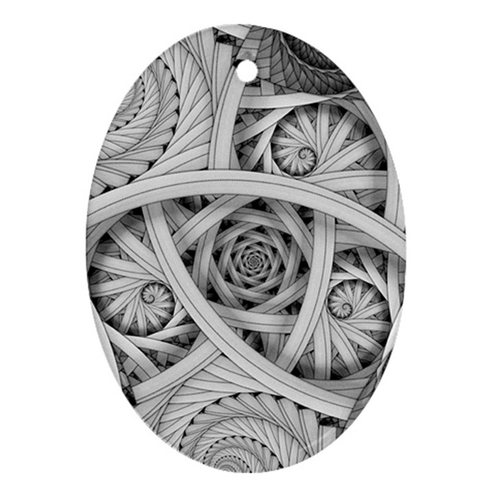 Fractal Wallpaper Black N White Chaos Oval Ornament (Two Sides)