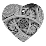 Fractal Wallpaper Black N White Chaos Heart Ornament (Two Sides) Front