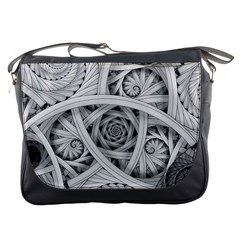 Fractal Wallpaper Black N White Chaos Messenger Bags