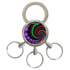 Fractal Background With High Quality Spiral Of Balls On Black 3-ring Key Chains by Amaryn4rt