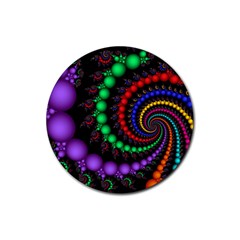 Fractal Background With High Quality Spiral Of Balls On Black Rubber Round Coaster (4 Pack)  by Amaryn4rt