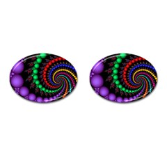 Fractal Background With High Quality Spiral Of Balls On Black Cufflinks (oval) by Amaryn4rt