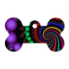 Fractal Background With High Quality Spiral Of Balls On Black Dog Tag Bone (two Sides) by Amaryn4rt