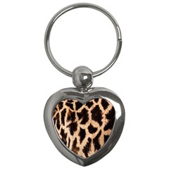 Yellow And Brown Spots On Giraffe Skin Texture Key Chains (heart)  by Amaryn4rt