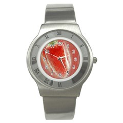 Red Pepper And Bubbles Stainless Steel Watch by Amaryn4rt